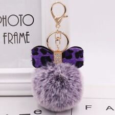 Leopard Print Pompom Keychains Fluffy Fur Ball Keyrings Women Accessories 1pc Se picture