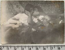 KISS Affectionate Couple Men KISSING Two Guys Gay Interest Origin Vintage Photo picture