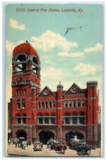 1913 Central Fire Station Exterior Louisville Kentucky KY Posted Horses Postcard picture