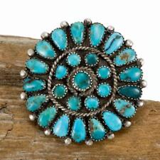 Vintage Zuni Turquoise Brooch Small Natural Needlepoint Collar Pin Old Pawn picture