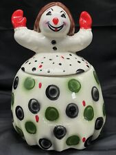 Vintage Starnes Rag Doll Clown Polka Dots Hand Painted Cookie Jar 11x8” picture