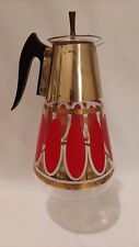 HTF VINTAGE FRED PRESS MCM CORNING COFFEE CARAFE RED MODERN LONG OVAL picture