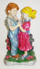 Vintage Little Boy and Girl Hand Painted Figurine Statue Sculpture picture