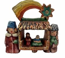 Ceramic Nativity Scene Christmas Folk Art Hand Painted VTG Poland Vintage picture