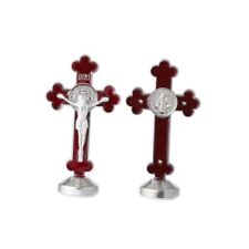  Crucifix Wall Cross | Red Standing Cross Metal Crucifix for Wall or Table  picture