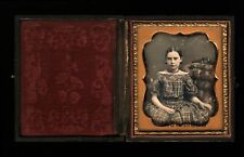 1850s 1/6 Daguerreotype Pretty Little Girl in Tinted Chair Old Seals picture