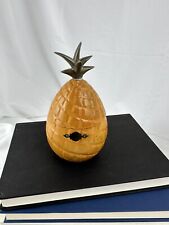 Handmade Wooden Pineapple Trinket Box Hen Feathers Southern Decor Hospitality picture