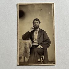 Antique CDV Photograph Handsome Mysterious Man Odd Dark Orb Spirit ID picture