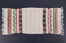Vintage European handmade wool runner Scandinavian woven design textile east art picture