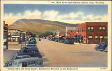 Cody Wyoming WY Buffalo Bill's Hometown Street Scene Linen Vintage Postcard picture