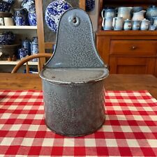 Antique American Gray Graniteware Salt Box (Very Rare) picture