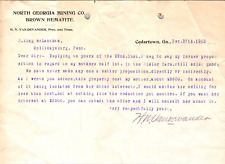 North Georgia Mining Cedartown GA 1902 Letter Brown Hematite HN Van Devander picture