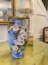 Gorgeous Vintage Noritake Blue Vase with Daisies M Mark 11.25x6.25 picture