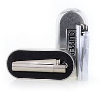 1 x Full Size Refillable Metal Clipper Lighter Shinny Silver with Gift Box picture