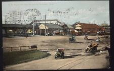 Postcard RR Station Railroad Avenue Greenwich Connecticut 1912 Old Cars Carriage picture