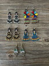 Traditional Handmade HUICHOL MEXICAN ART Beaded Earrings Set picture