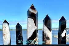 Wholesale Lot 5 Pcs Large Natural Black Agate Onyx Obelisk Crystal Tower Point picture