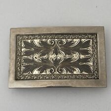 Western Engraved Floral Nickel Plated Etched Belt Buckle Silver Rodeo picture