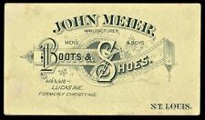 1890s JOHH MEIER BOOTS & SHOES ~  St Louis MO Trade Card picture
