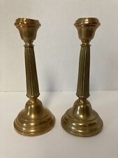 Pr 19th Cent. Brass, Copper Weighted Candlesticks Fluted Column 8.5” Tall picture