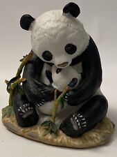 Homco Masterpiece Porcelain Figurine Panda Mother Bear & Baby Cub 1988 Bamboo picture