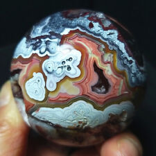 TOP 252G Natural Polished Mexico Banded Agate Crystal Sphere Ball Healing A3873 picture