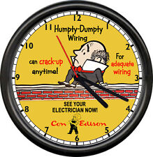Con Edison Electric Company Retro Humpty Dumpty Electrician NYC Sign Wall Clock picture