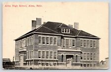Alma Nebraska~Alma High School~Farm-Wind Vane Behind~1913 B&W Postcard picture