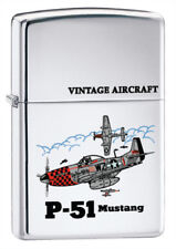 US Army P-51 Mustang WWII Vintage Military Aircraft Chrome Zippo Lighter picture