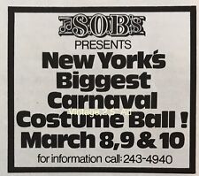 1984 S.O.B.’s Night Club NYC Carnaval Costume Ball AD 2.5” Vintage Promo picture