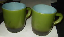 Fire King Mugs Green Black Vintage Kitchenware   picture