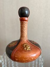 Vintage Mid Century Italian Hand Tooled Leather Wine Decanter picture