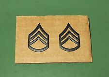 Pair Set Army Staff Sergeant E6 Black Subdued Metal Rank Insignia Chevron Pins picture