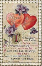 Postcard Embossed I Greet Thee My Valentine Verse Poem John Winsch picture