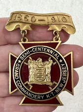 Antique 1910 Semi-Centennial KNIGHTS TEMPLAR New Jersey Grand Commandery Medal picture