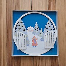 Vtg Pia Kryger Danish Christmas Ornament, Winter Snow Scene, 3D Paper Cut-Out picture
