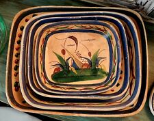 Vintage 1940s Tlaquepaque Pottery | Hand-Painted Mexican Tourist Pottery 4 Piece picture