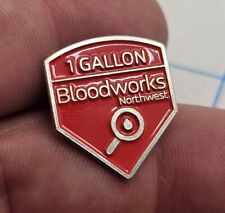 VTG Lapel Pinback Hat Pin Silver Tone Bloodworks Northwest 1 Gallons Blood Donor picture