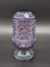 Fenton Glass Fairy Light Lamp Iridized Violet Purple Fine Cut & Block picture