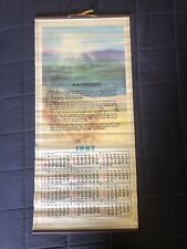 Vintage 1987 Wooden Scroll Calendar 