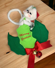 Annalee Mouse with Holly & Bells Wall Decor Merry Christmas Door Hanger 800309 picture