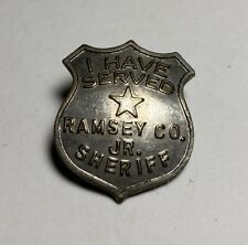 Vintage 1950's Ramsey CO. Jr. Sheriff SHIELD Pin I Have Served Screw On Back picture