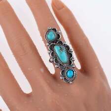 sz7.25 Vintage Navajo Sterling three stone turquoise ring picture