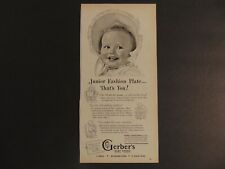 1948 GERBER'S BABY FOOD Cute Baby Wearing Bonnet vintage art print ad picture
