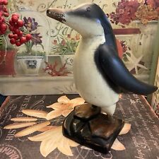 Wooden Penguin~Great Patina~Detailed/Realistic~Tall 9.25”~Excellent~FREE SHIP 🐧 picture