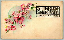 Schulz Pianos Made in Chicago Flowers Embossed Unused Advertising DB Postcard H5 picture