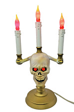 Vintage 1994 Trendmasters Halloween Skull Candelabra Flickering Lights 15.5