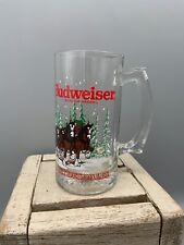 Vintage Budweiser Clydesdales Winter/Holiday Beer Glass 1989 picture