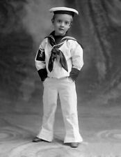 1901 Young Boy in a Sailor Outfit Vintage Old Photo 8.5