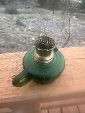 vtg Miniature green glass oil lamp With Finger Holder picture